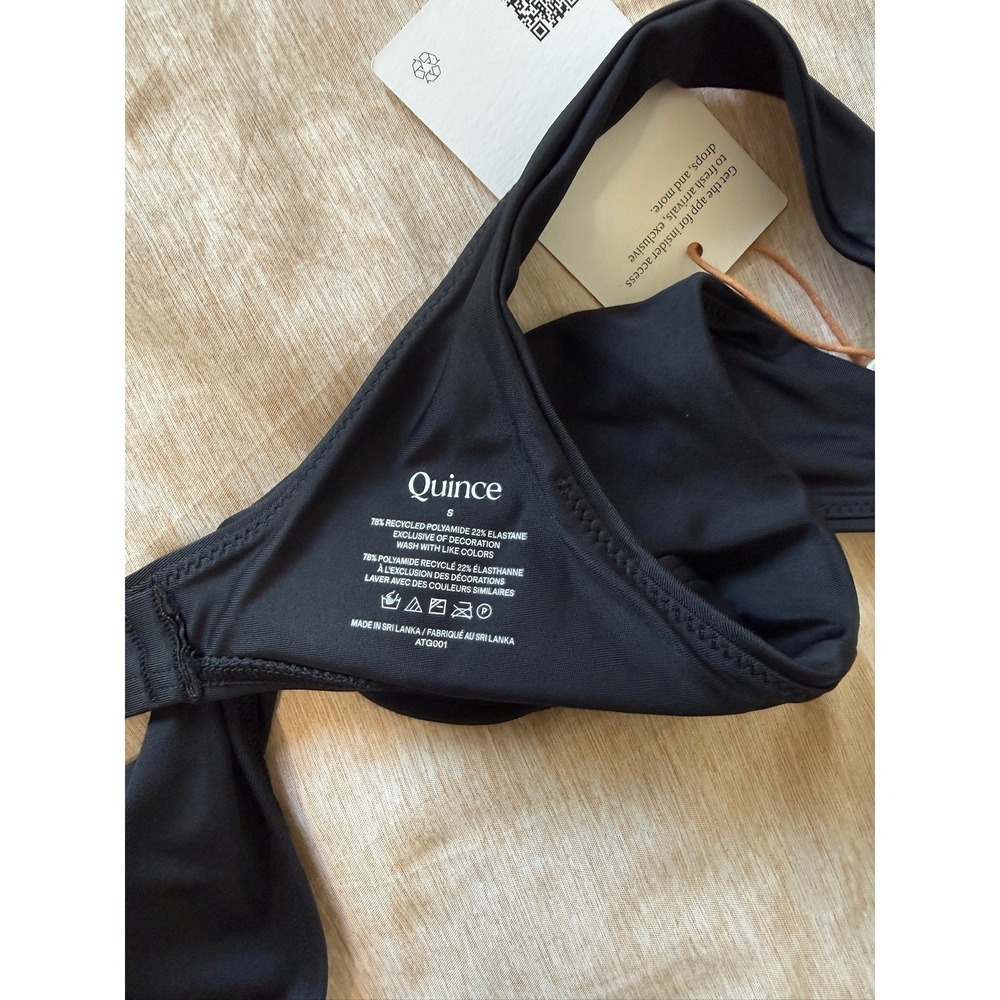 quince italian plunge bikini top bathing suit in black, women size small - Picture 6 of 6